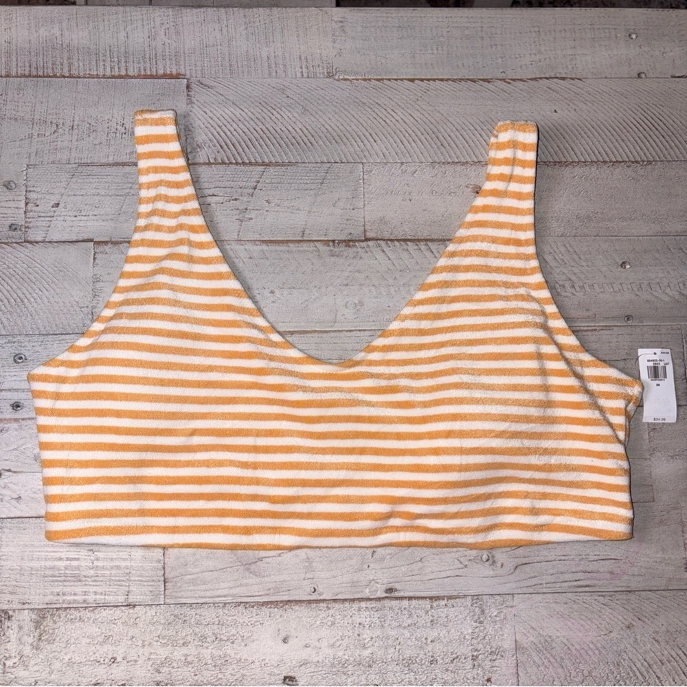 Old Navy Orange & Cream Striped Swim Top Beach Vacation V-Neck 3X & 4X - Picture 5 of 16